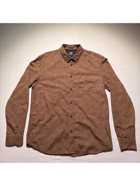 Basics Slim Fit Shirt Mens Medium Rustic Western Micro Print 100% Cotton